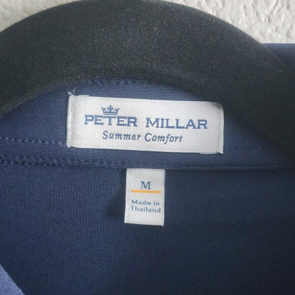NWT Peter Millar Mens Crown Summer Comfort Polo Shirt Logo Navy Blue Size M - Picture 4 of 8